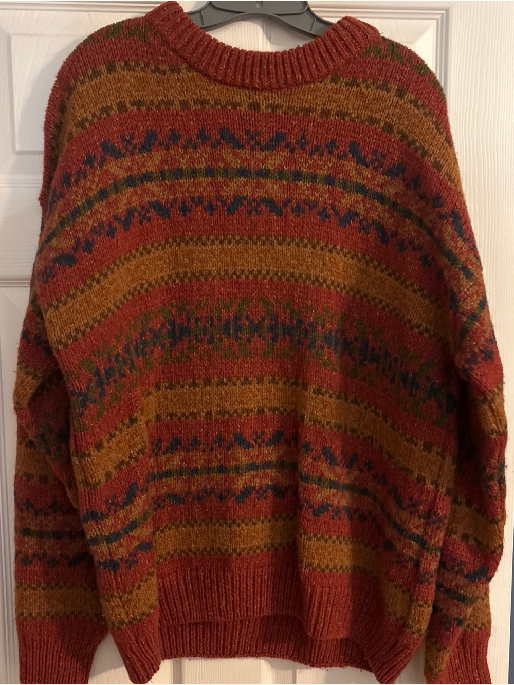Cozy Multicolor Fair Isle Knit Sweater - Rust & Mustard